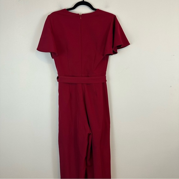 Alex Marie | Red Flutter Sleeve Tie Waist Formal Jumpsuit Size 6 - Picture 6 of 7